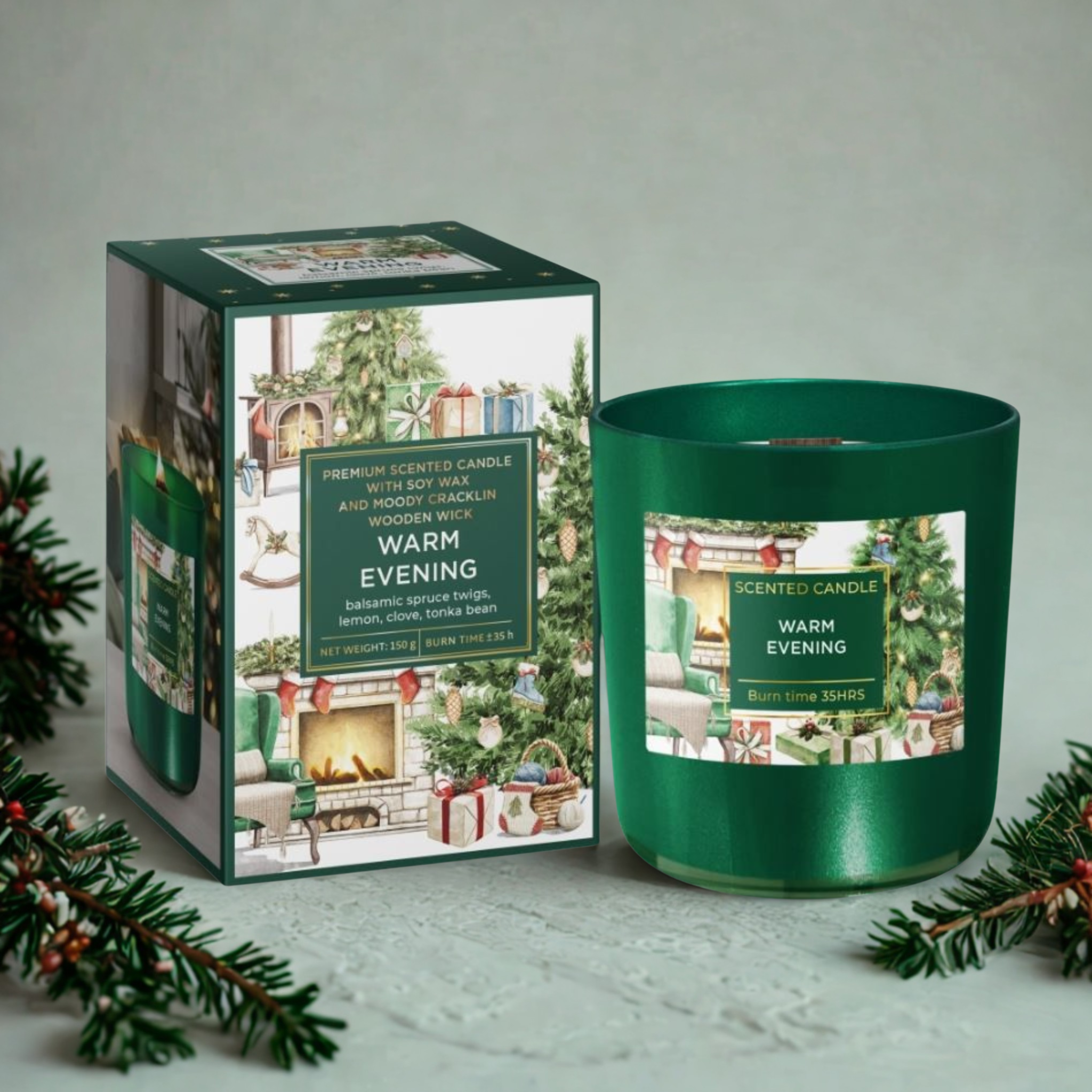 Scented glass Premium, soy wax Warm Evening 150 g