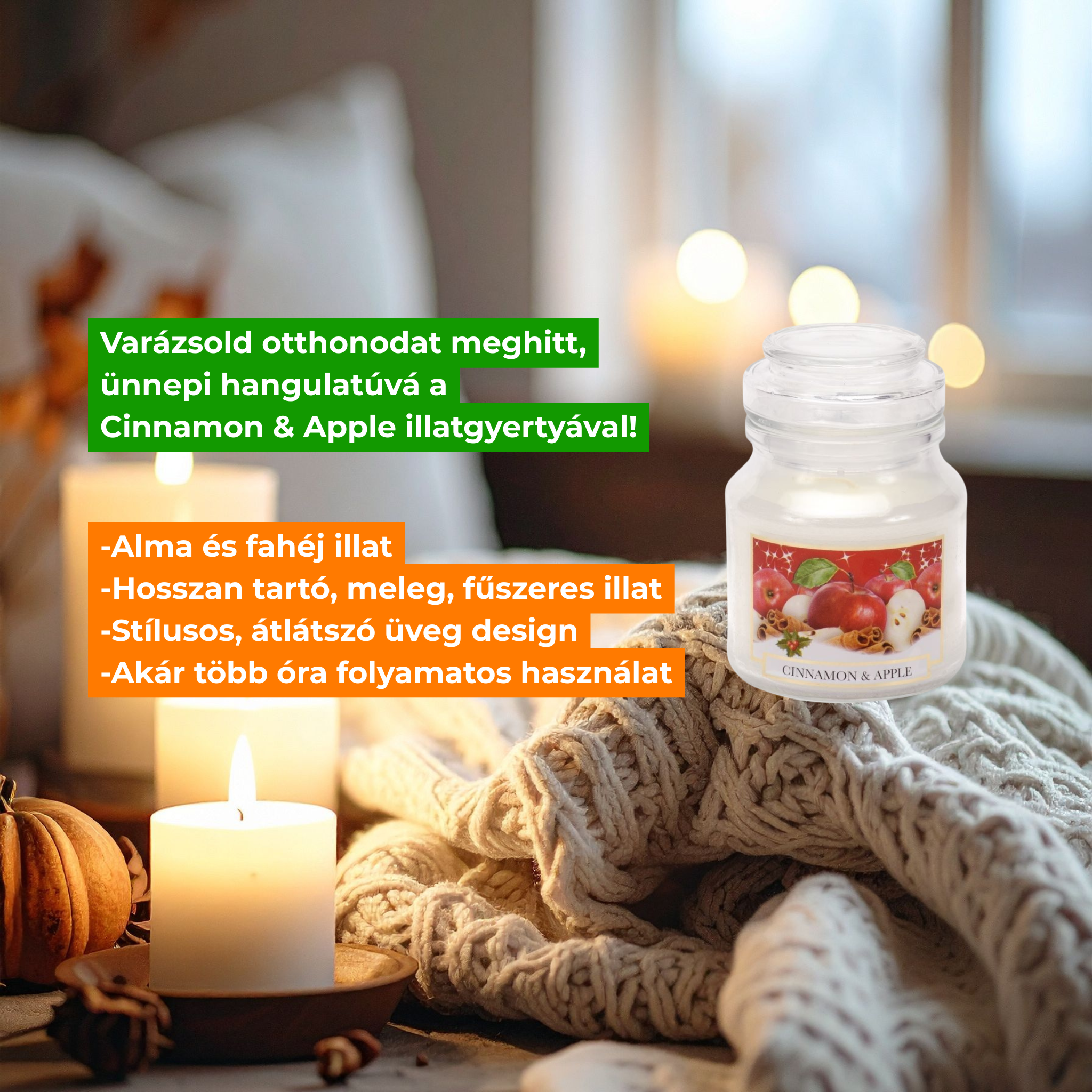 Scented glass Premium, cinnamon and apple resealable 130 g