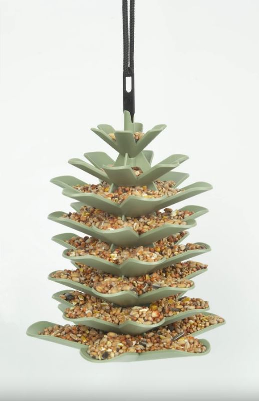 Bird feeder JESSE 98% recycled, grey, for seeds, with recycled rPET rope