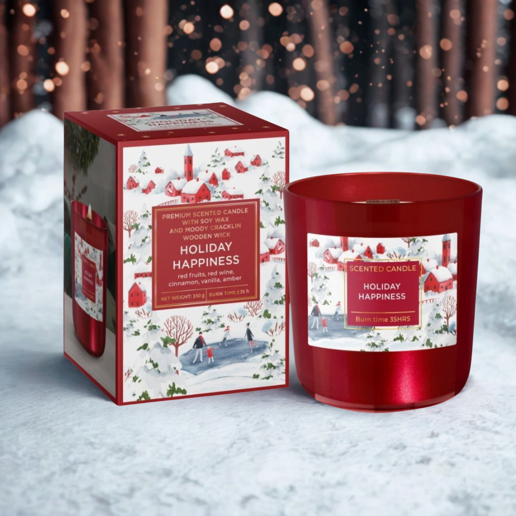 Scented glass Premium, soy wax Holliday Happiness 150 g