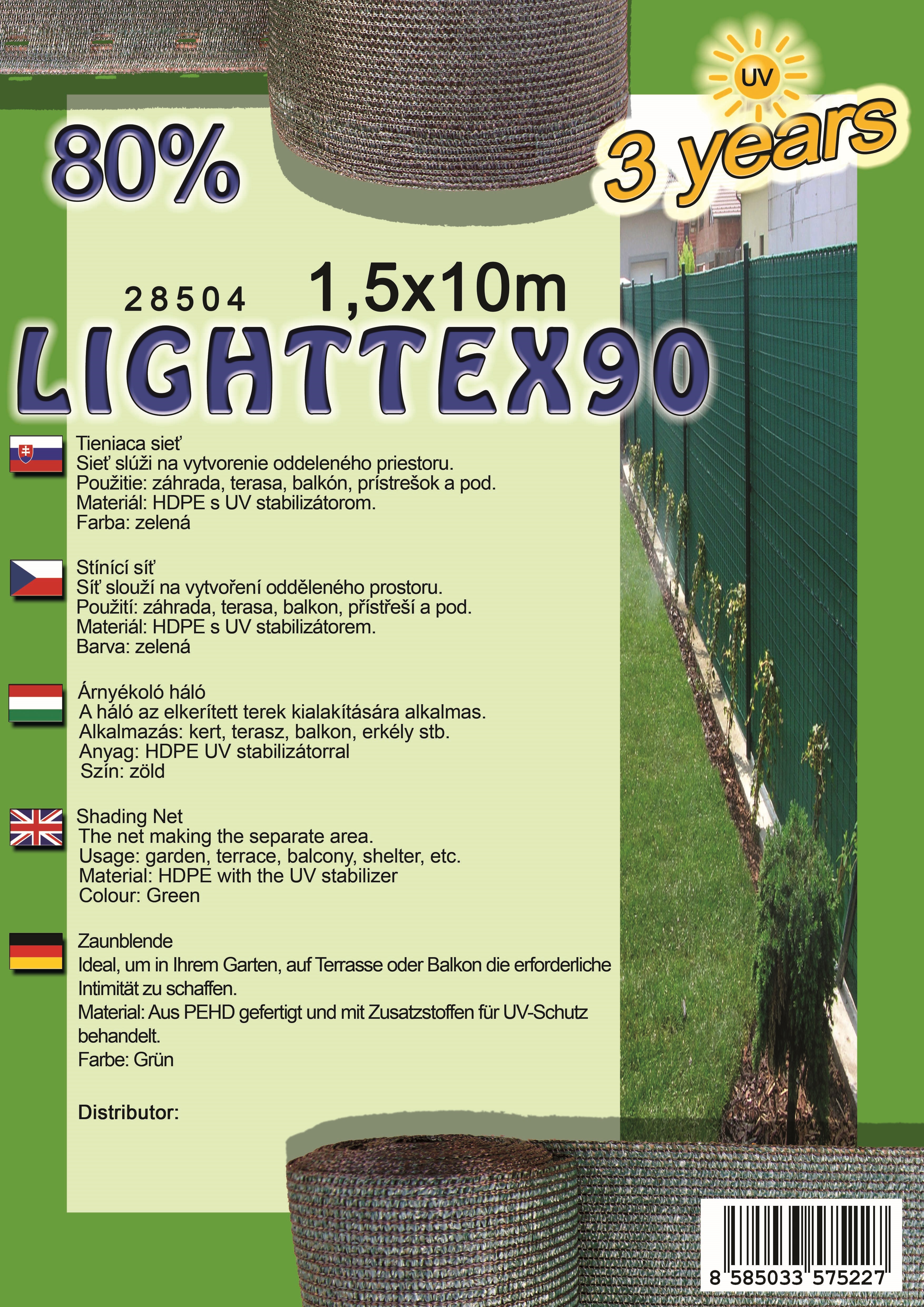 Fence mesh LIGHTTEX90 1,5X10 m green 80%