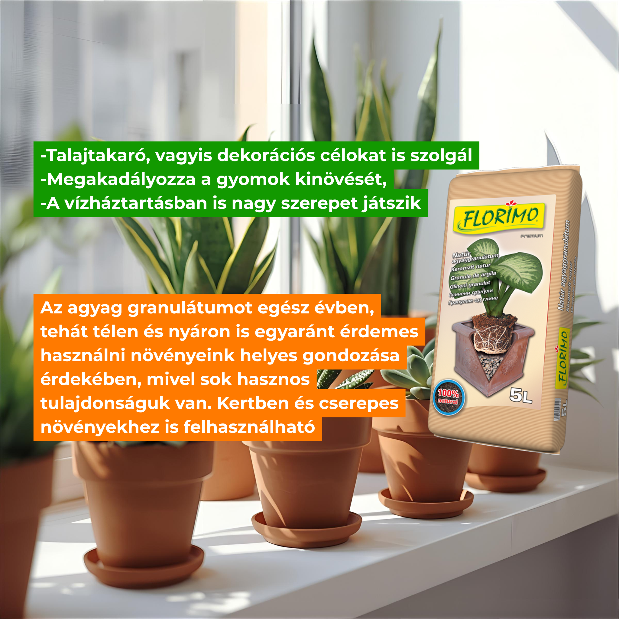 Clay granules 5 l natural (8-12 mm)