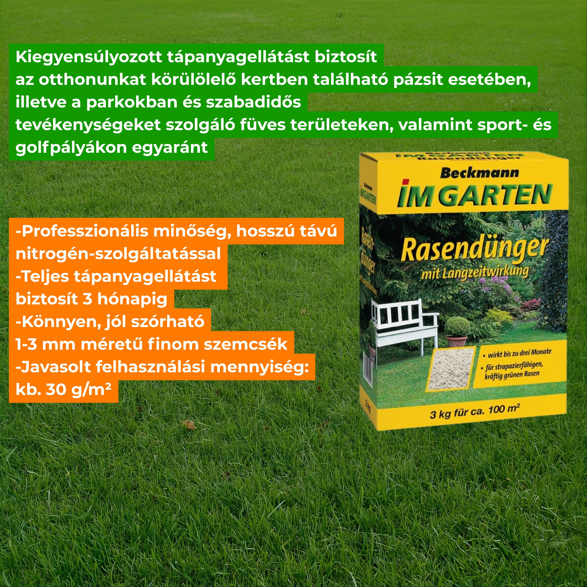 Beckmann long lasting maintenance lawn manure 20-5-8 3kg